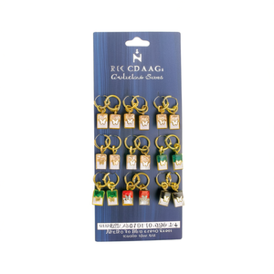 Boucles d'oreilles créoles carrées papillon, 12 paires, en acier inoxydable, or, argent, rouge, vert, noir, blanc, style classique - Product Image 2