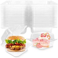 Récipients carrés jetables en plastique transparent à charnière gaufré Boîtes carrées en plastique pour aliments pour animaux de compagnie à salade et gâteaux aux fruits pour épicerie d'exposition