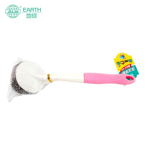Earth Pot Scrubber Stainless Steel Wool Long Handle Kitchen Cleaning Tool Durable Solid Shape - Product Image 4