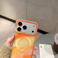 Étui de téléphone portable magnétique double IMD arc-en-ciel pour iPhone 16 15 14 Pro Max, coque arrière transparente colorée au laser pour filles, design de créateur