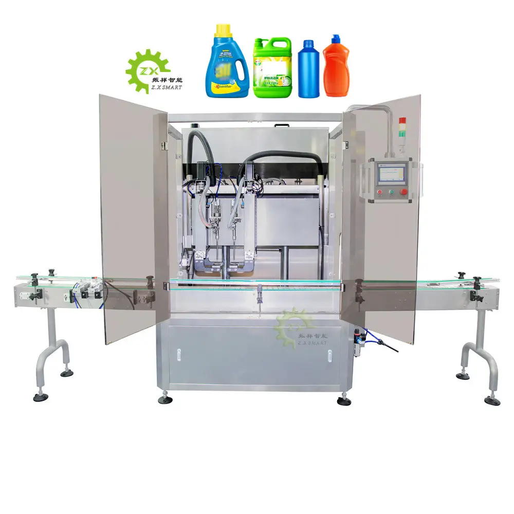 ZXSMART Automatic Shower Gel Liquid Soap Body Lotion Liquid Detergent Double Head Tracking Bottle Filling Machine