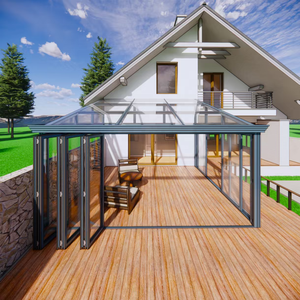 Solárium de Techo Inclinado de Vidrio y Aleación de Aluminio Personalizado |   Diseño <span class=keywords><strong>con</strong></span> energía solar, cerrado y abrible |   Jardín de Hotel Villa <span class=keywords><strong>con</strong></span> Patio - Product Image 4