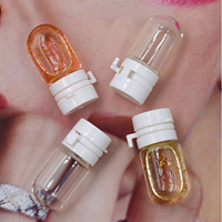 Botol Kaca Kubah Kapsul 1ml 2ml 3ml 5ml 10ml dengan Tutup Plastik Flip, Botol Kosmetik, Wadah Sampel Minyak Pembersih Riasan