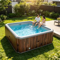 Baignoire carrée intelligente à température constante avec massage par ondes chauffantes, pour usage extérieur, unité de chauffage pour 4 à 6 personnes, en PVC