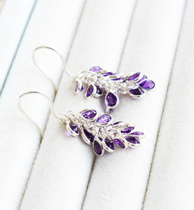 La Mejor Oferta, Pendientes de Plata de Ley 925 con Amatista en Cascada, Estilo Lujoso, para Mujer, Pendientes Modernos - Product Image 5