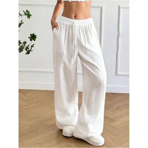 FOXA Girl's Linen Wide Leg <b>Pants</b> Breathable <b>Summer</b> Casual Trousers Vacation Outfits - Product Image 3