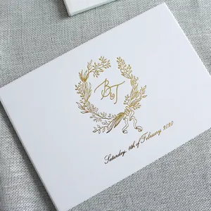 Glamorous Golden Embossed Pattern Hard Cover Wedding Invitations For Wedding