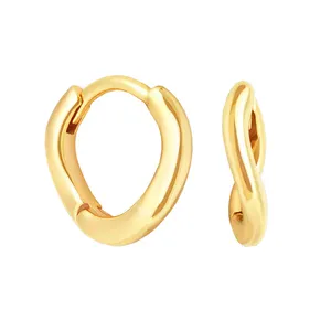 Gemnel Daily Wear Gold Huggie 925 Sterling Silver Wave Hoop Earring