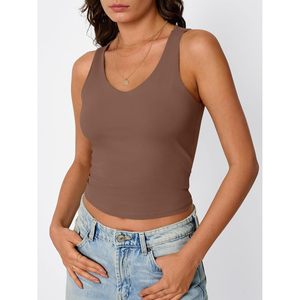 Camisetas sin mangas para mujer, top corto, sin mangas, de algodón y elastano, tejido transpirable, ropa básica de verano, estilo moderno, longitud corta - Product Image 2