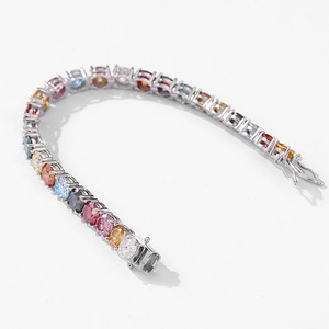 Bracelet jonc PYQ S925 en argent sterling avec chaîne tennis et moissanite arc-en-ciel 3/4/5/6,5 mm – Rose, bleu, rouge, vert – Moissanite polyvalente - Product Image 5