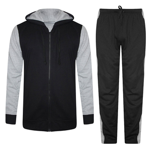 Haute qualité 100% coton Jogging survêtement hommes veste zippée et pantalon meilleure qualité coupe-vent costume - Product Image 1