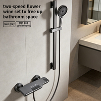 Robinet de baignoire moderne minimaliste en laiton chromé avec mitigeur eau chaude et froide, poignée unique et kit de douchette à tige coulissante