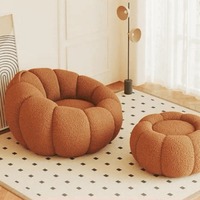 Flauschiger Kürbis-Sitzsack, weicher Plüsch-Akzentstuhl, fauler Einzelsofa-Sessel mit optionalem Fußhocker für Wohnzimmer und Zuhause