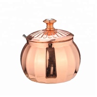Pot à sucre décoratif en métal doré à rayures, en forme de citrouille, avec cuillère, pour mariage, café, hôtellerie du Moyen-Orient