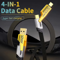 Kabel Pengisian Daya Cepat 4 in 1 USB, Transfer Data, Kabel Data Multifungsi untuk Pengisian Daya Ponsel
