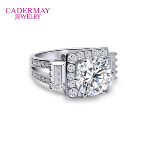 Cadermay 사용자 정의 <span class=keywords><strong>Silver925</strong></span> 모이 사 나이트 반지 11mm 5ct 메인 라운드 모이 사 나이트 다이아몬드 약혼 파티 반지 여성 남성 - Product Image 3