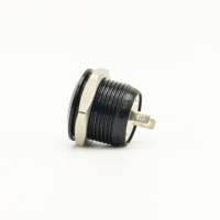 Interrupteur à bouton-poussoir momentané ultra-court noir de 12 mm avec boîtier étanche, indicateur LED et broche de soudure PCB