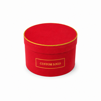 Caja Redonda de Terciopelo Rojo Personalizada con Borde Dorado, Cajas de Regalo Redondas de Lujo con Logotipo Personalizado para Empaque de Chocolate y Cosméticos