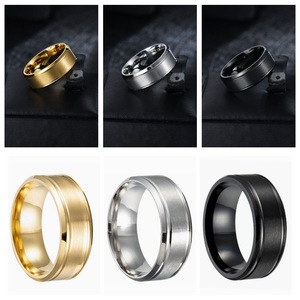 Estilo Clássico Simples 6mm 8mm Wide <span class=keywords><strong>Brushed</strong></span> <span class=keywords><strong>Gold</strong></span> Plated Stainless Steel Matte <span class=keywords><strong>Ring</strong></span> para Homens Mulheres Wedding Bands <span class=keywords><strong>Ring</strong></span> Jóias - Product Image 5