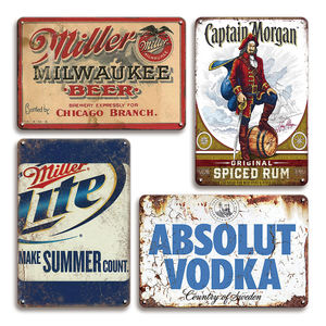 Letrero Metálico Multimarca de Cerveza y Ron, Miller, Captain Morgan, <span class=keywords><strong>Milwaukee</strong></span>, Chicago, Decoración Vintage para Pared de Bar - Product Image 1