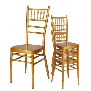 Factory Low Price Supple Modern Restaurant Chairs Metal Steel Rental Gold Chiavari Banquet Chairs for Wedding