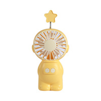 Nouveau mini-ventilateur portable astronaute de dessin animé, 1 vitesse, éclairage coloré, moteur sans balais, alimentation USB/batterie, commande par bouton