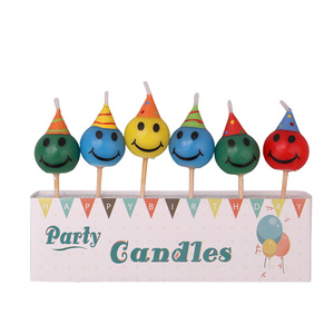Bougies de décoration de gâteau d'anniversaire de dessin animé de <span class=keywords><strong>visage</strong></span> de sourire coloré mignon créatif - Product Image 5