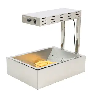 Commercial Stainless Steel Bench Top Station Vertical French Fries Display Warmer Station With Infrared Heater Controller