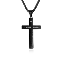 Collier en acier inoxydable de haute qualité, personnalisé, en gros, avec croix, bijoux religieux chrétiens, inspiré de la foi biblique