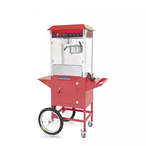 Máquina comercial de palomitas de maíz, equipo de cocina para aperitivos, diseño de techo, 8 oz, con carro