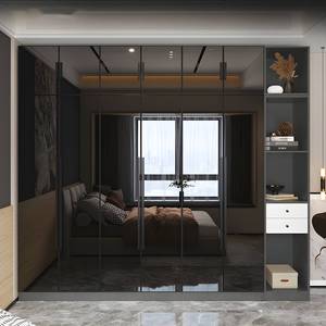 Meubles de chambre à coucher sur mesure de style italien moderne et luxueux, <span class=keywords><strong>armoire</strong></span> avec porte en verre gris, forme droite, <span class=keywords><strong>armoire</strong></span> avec tiroirs - Product Image 2