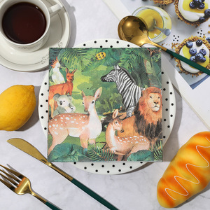Forest Animals Printed Paper Napkins 330mmx330mm For Themed Party Disposable Serviettes - Product Image 1
