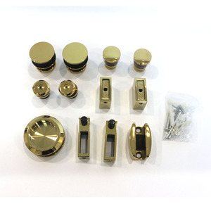 Kit di porte scorrevoli in vetro dorato accessori per doccia in acciaio inossidabile sistemi di porte scorrevoli in vetro a rulli scorrevoli - Product Image 2