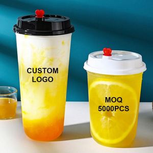 Vasos Desechables Transparentes de PP en Forma de U de 90 mm de Diámetro y 24 oz con Tapas para Jugos y Té de Burbujas - Product Image 2