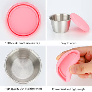 Accesorios de Cocina, Taza para Salsas, Recipiente Reutilizable a Prueba de Fugas de Acero Inoxidable para Salsas y Aderezos con Tapa - Product Image 2