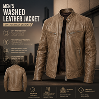Blouson de motard en cuir vieilli personnalisé avec logo pour homme, uniforme de personnel de moto, vêtement de travail coupe-vent, manteau classique, vente en gros