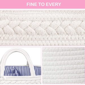 Handmade Cotton Rope Nursery Storage Babykorb, tragbares Baby Windel Caddy Baumwoll seil für Wickelt isch/Auto - Product Image 5