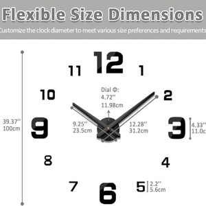 Large 3D Wall Watch Mirror Numbers Modern Frameless <strong>DIY</strong> Wall <strong>Clock</strong> for Home Office Decorations - Product Image 2
