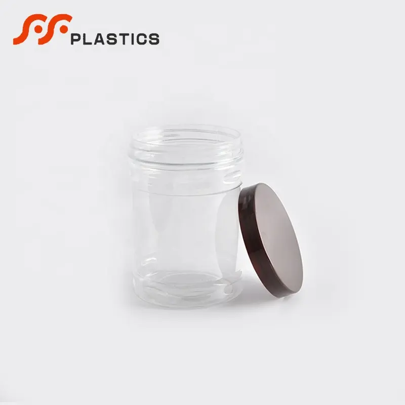 Food grade plastic cookie jam jar container herb dry storage bottle