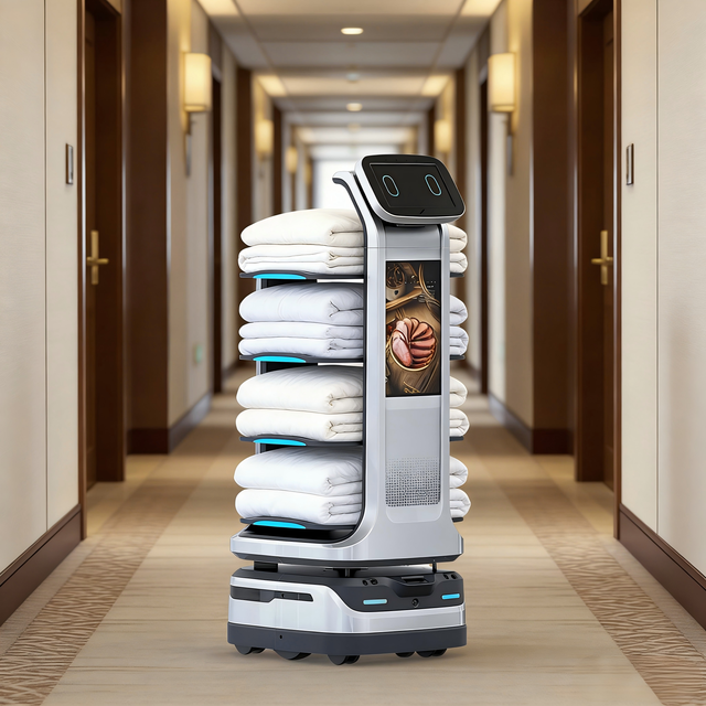 Renhuan Intelligent Mars Smart Robot Hotel Service Robot 40KG Payload 30ft Obstacle Detection 4 Compartments for Room Delivery