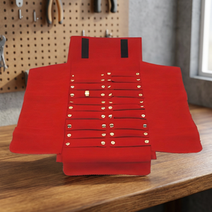 Red Velvet Rectangle Roll <b>Storage</b> Bag Hook Loop Closure Portable Foldable Necklace Bracelet <b>Ring</b> Organizer Wedding Travel Case - Product Image 3