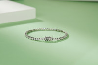 OUGEPHELI S925 Sterling Silver Moissanite Tennis Bracelet Vvs Moissanite Tennis Bracelet Saint Valentin Cadeau pour Hommes et Femmes