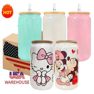 New Design 15Oz 16Oz 20Oz Holographic Sparkling Shimmer Rainbow Glitter Blank Sublimation Glass Can - Product Image 2