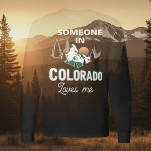 T-shirt promotionnel vintage à manches longues avec motif coucher de soleil sur les montagnes pour les fans du Colorado - Product Image 3