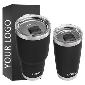 Wholesale Tumblers 30oz 20oz Stainless Steel Tumbler Vacuum Insulated slip Lid with Custom Pack Flask with Straw Black - Product Image 1