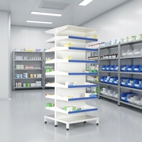 Étagère de présentation métallique multifonctionnelle à sept niveaux, double face, fixe, avec installation facile pour les pharmacies et les cliniques