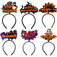 Diadema Luminosa LED Unisex de Plástico No Tejido con Diseño de Calavera, Murciélago y Fantasma para Halloween, Decoración para Fiestas y Festivales, Novedad Transfronteriza