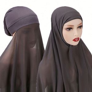 Hiyab Instantáneo de Chifón y Jersey de Algodón, Venta al Por Mayor en Línea, Colores Sólidos, Pañuelos para Adultos, Alta Calidad, Precio Razonable, Multifuncional - Product Image 5