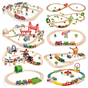 Ensemble de <span class=keywords><strong>Train</strong></span> de piste <span class=keywords><strong>en</strong></span> <span class=keywords><strong>bois</strong></span> <span class=keywords><strong>en</strong></span> vrac, jouets à fentes avec pont <span class=keywords><strong>en</strong></span> brique rouge, accessoires d'extension de chemin de fer, activités pour enfants - Product Image 6