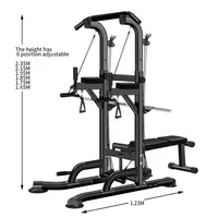 CHENGMO SPORTS Gimnasio Fitness Multifuncional Pull Up Power Tower Station alta calidad Chin Up Station Dip Stand con prensa de banco
